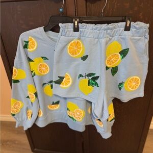 QUEEN OF SPARKLES Lemon Sequin Set in Light Blue